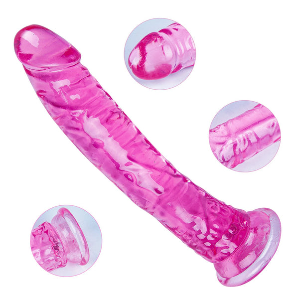 Beginner Realistic Clear Dildo Set – 3 Sizes (Small, Big, Huge) with Suction Cups for Vaginal & Anal Play – Beginner to Advanced Lifelike Penis Sex Toys in Pink, Blue, Purple & Transparent