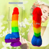 8.66-Inch Realistic Rainbow Dildo – Soft Liquid Silicone with Strong Suction Cup, G-Spot & Anal Sex Toy with Lifelike Veins and Dual Balls