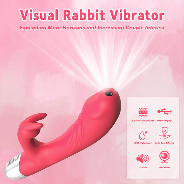 Rose Rabbit Vibrator with Camera – Dual Stimulation G-Spot & Clitoral Stimulator with 6x6 Vibration Modes, App Control, Waterproof, and Magnetic Charging