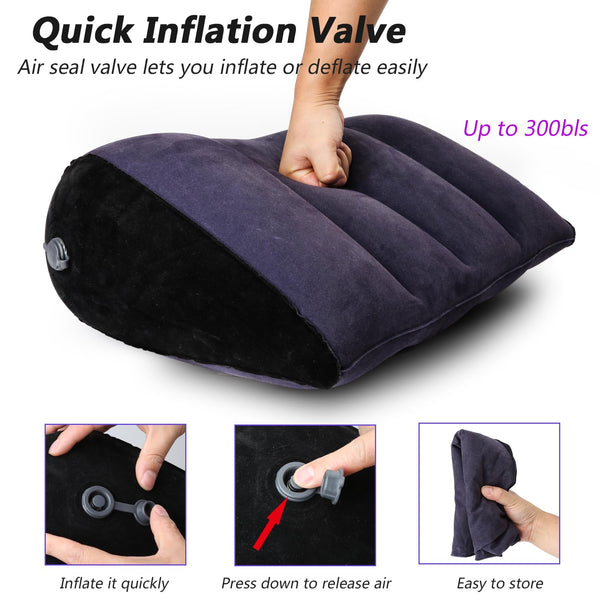 Inflatable Sex Pillow Cushion with Restraint Straps – Adjustable Thigh Sling, Bondage Handcuffs & Portable Sex Chair for Deeper Support and BDSM Play