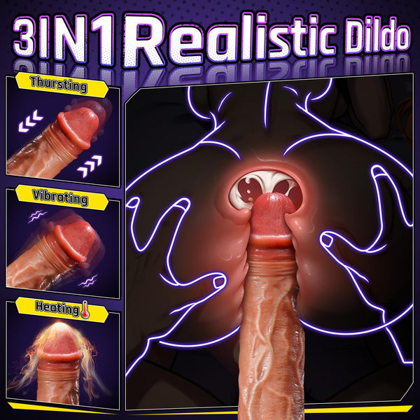 8 inch Realistic Self Warming Dildo - Vibrating & Remote-Control